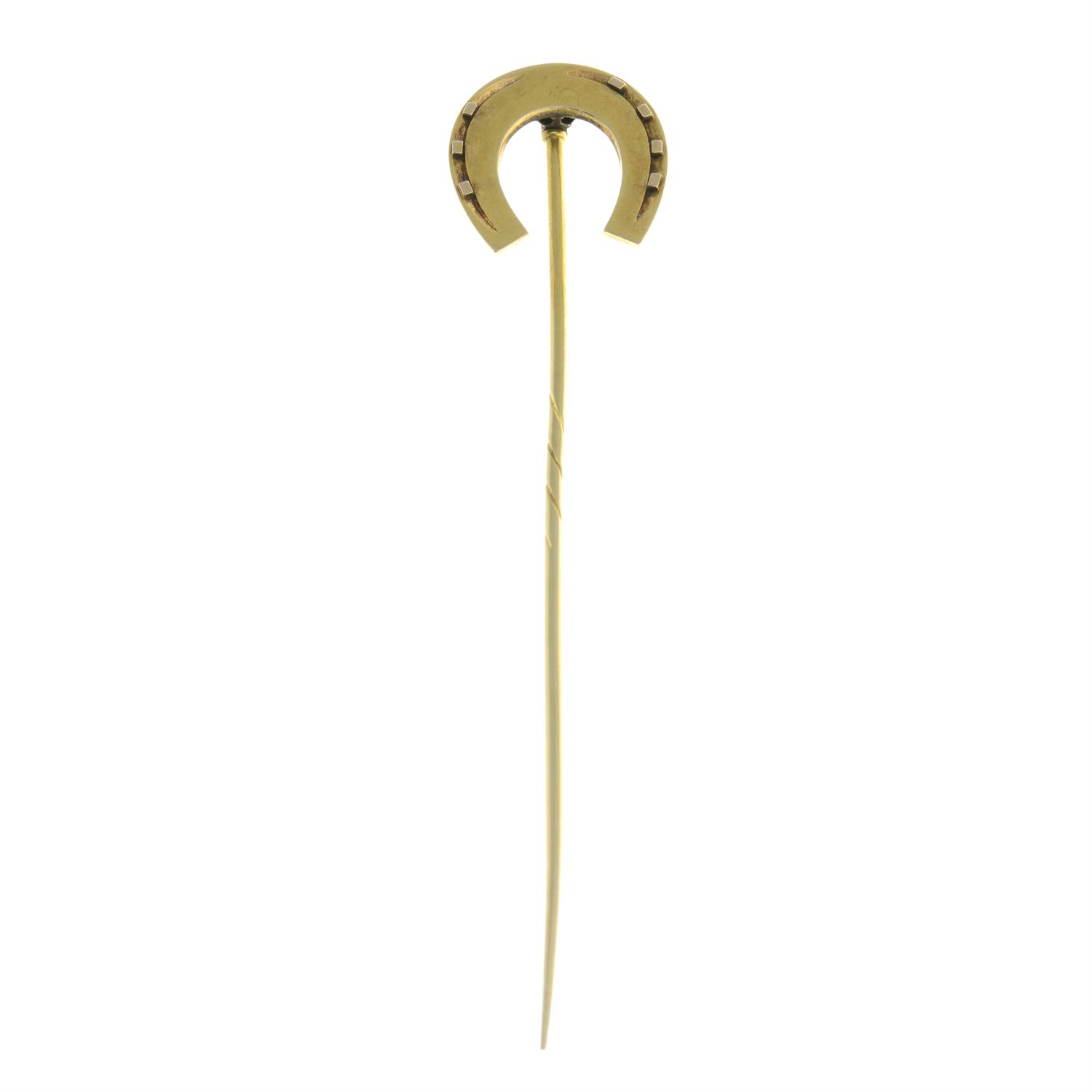 A late 19th century 18ct gold horseshoe stickpin. - Image 2 of 4