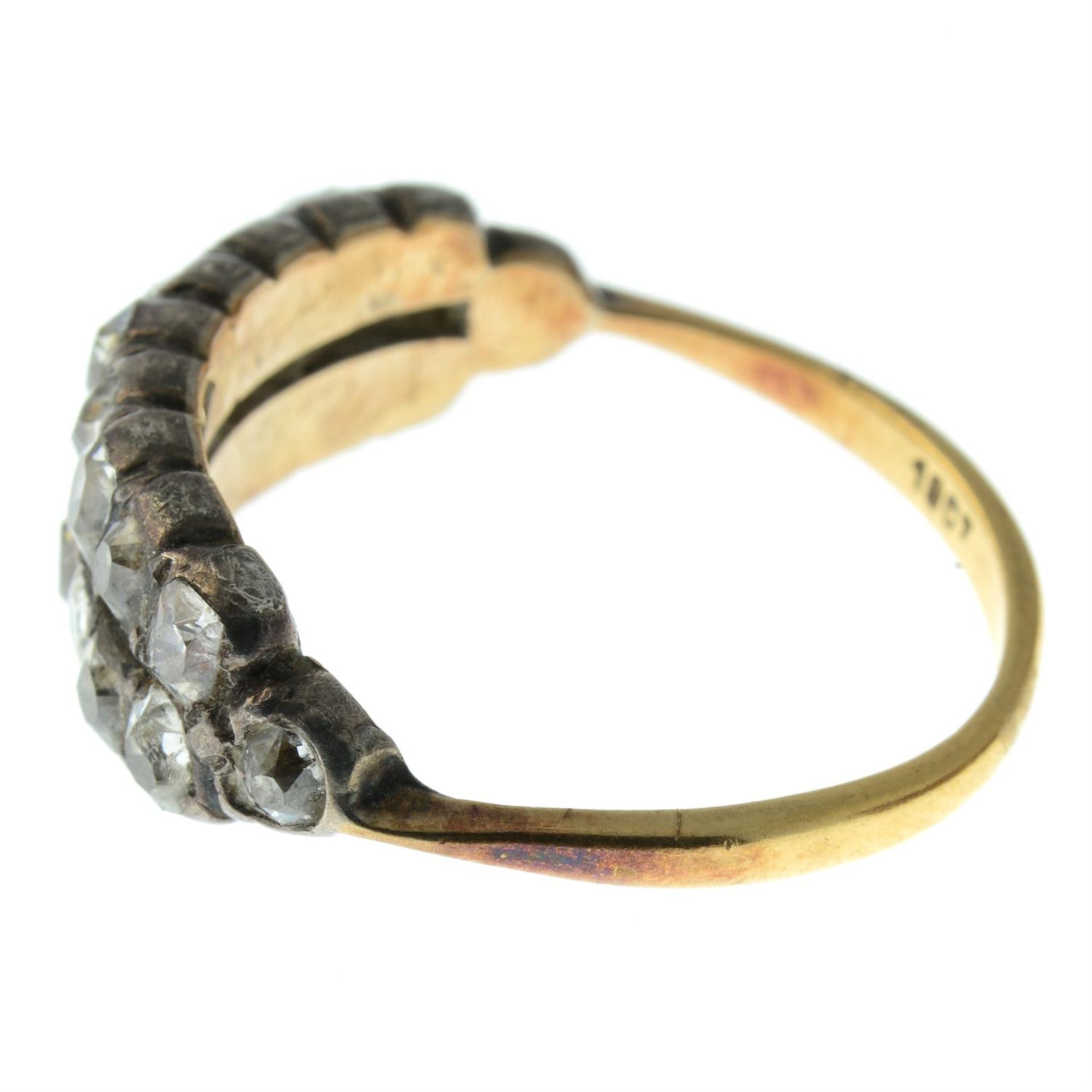 A late Georgian/early 19th century silver and gold old-cut diamond two-row ring. - Image 3 of 5