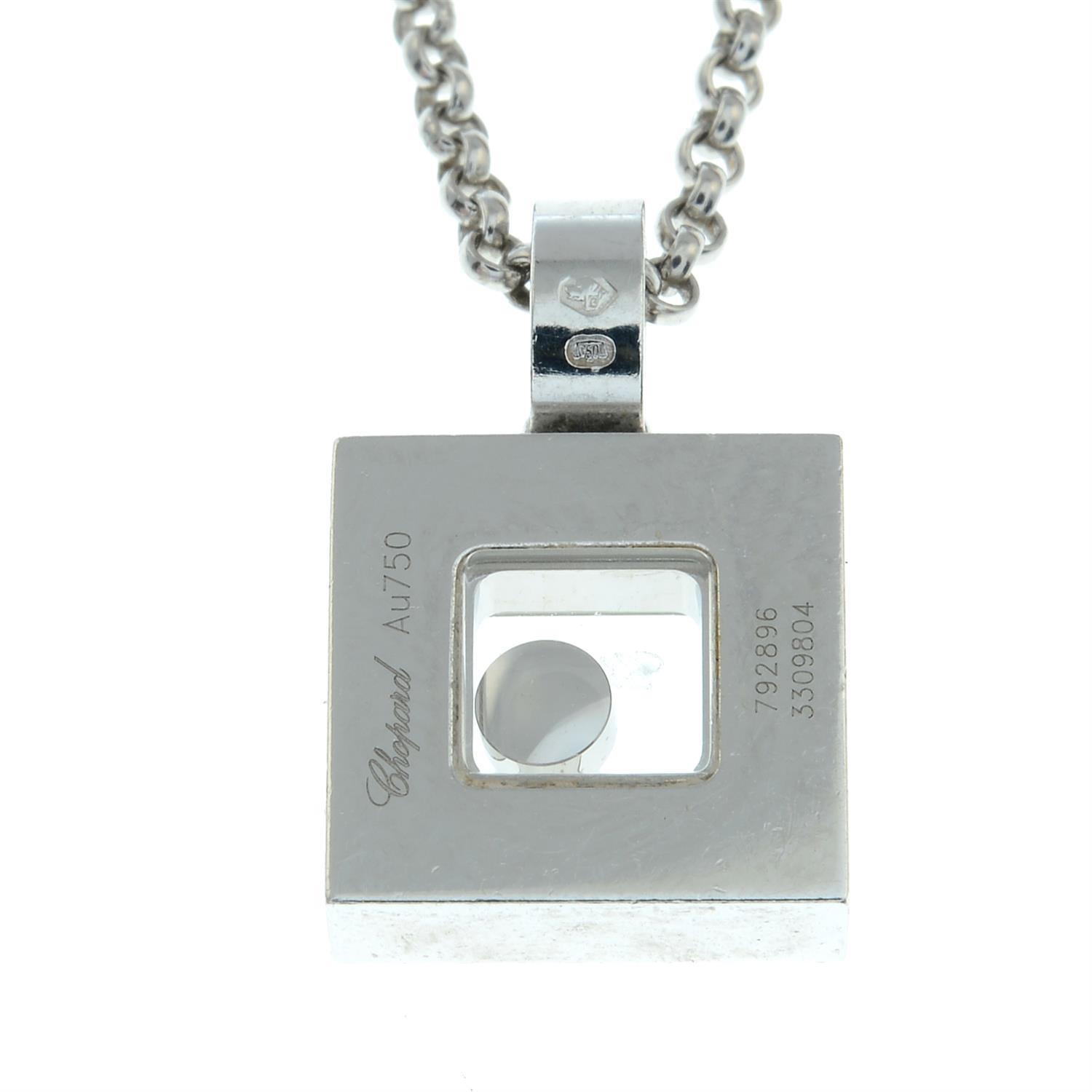 An 18ct gold 'Happy Diamonds' square-shape pendant, with chain, by Chopard. - Image 3 of 5