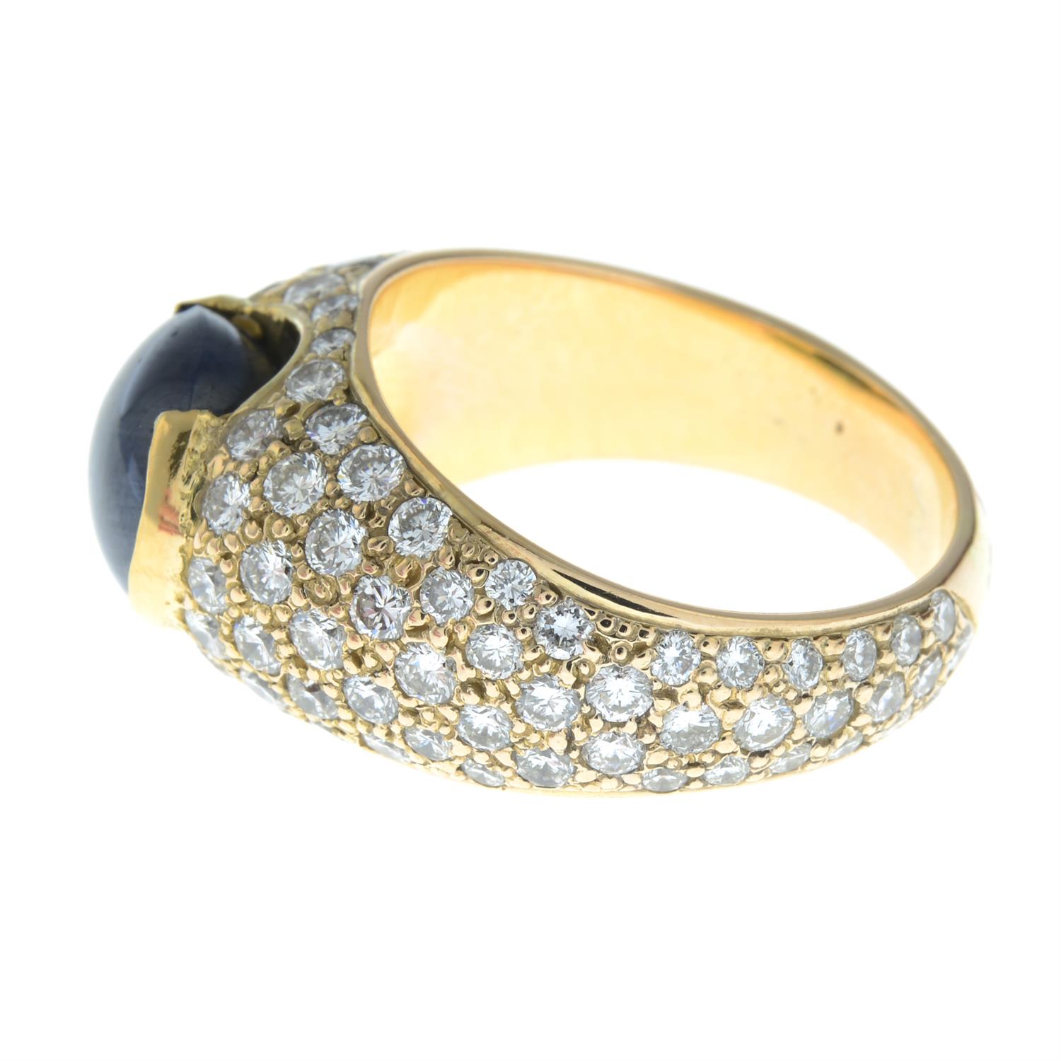 A cabochon sapphire and pavé-set diamond dress ring. - Image 3 of 5