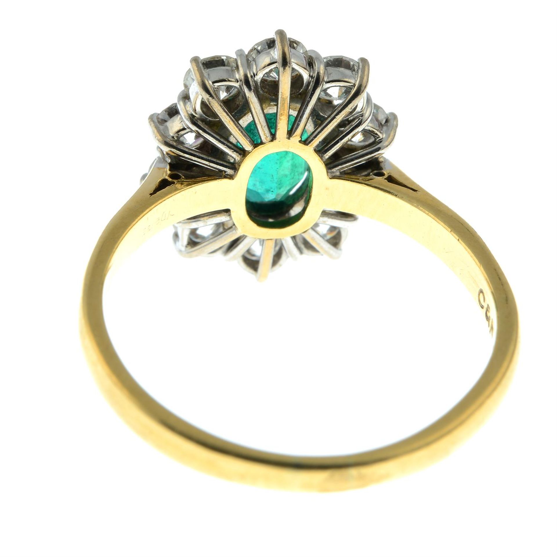 An 18ct gold emerald and brilliant-cut diamond cluster ring, by Cropp & Farr. - Image 4 of 5