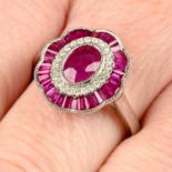 An 18ct gold ruby and brilliant-cut diamond dress ring.