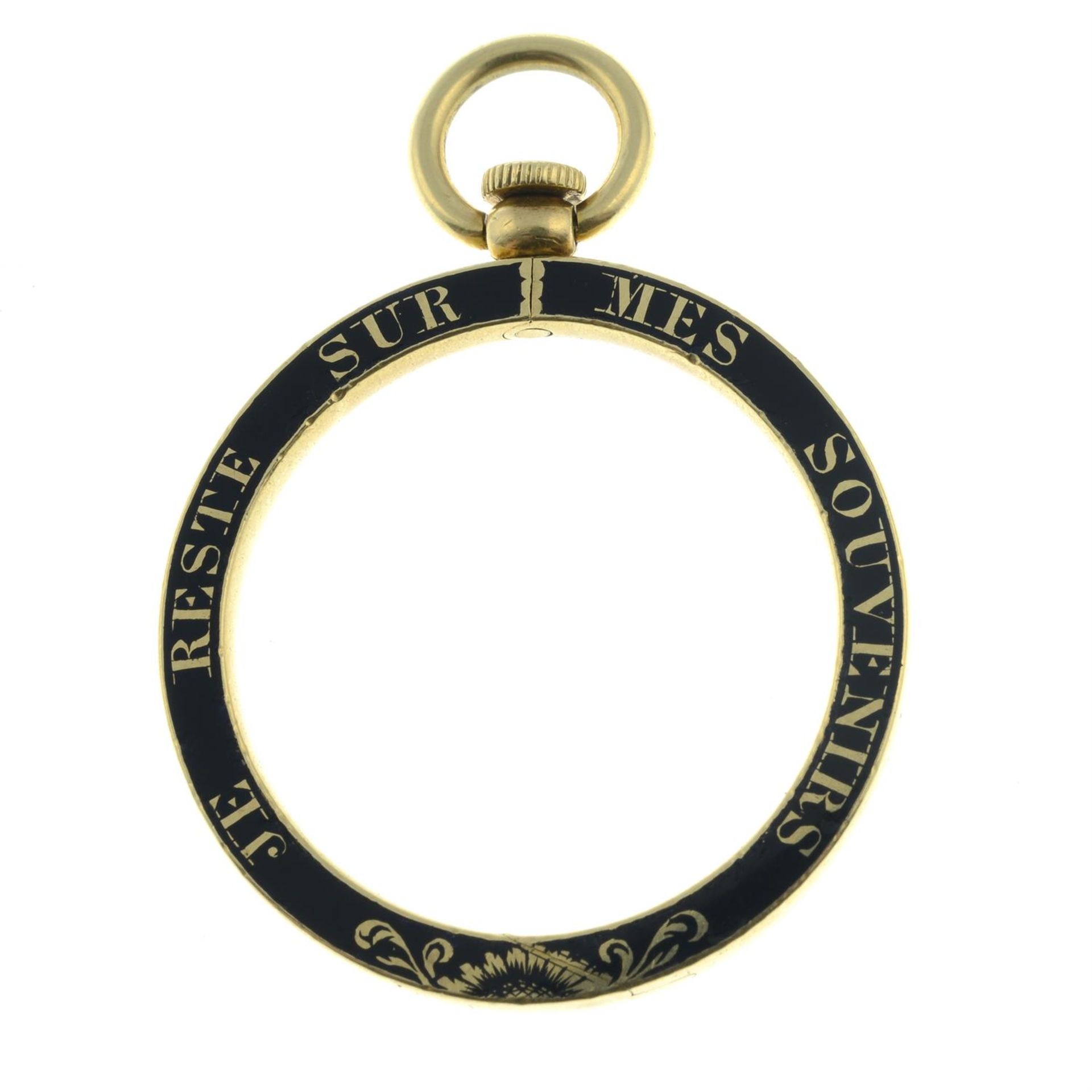 A 19th century 15ct gold black enamel, mourning hinged loop pendant. - Image 2 of 4