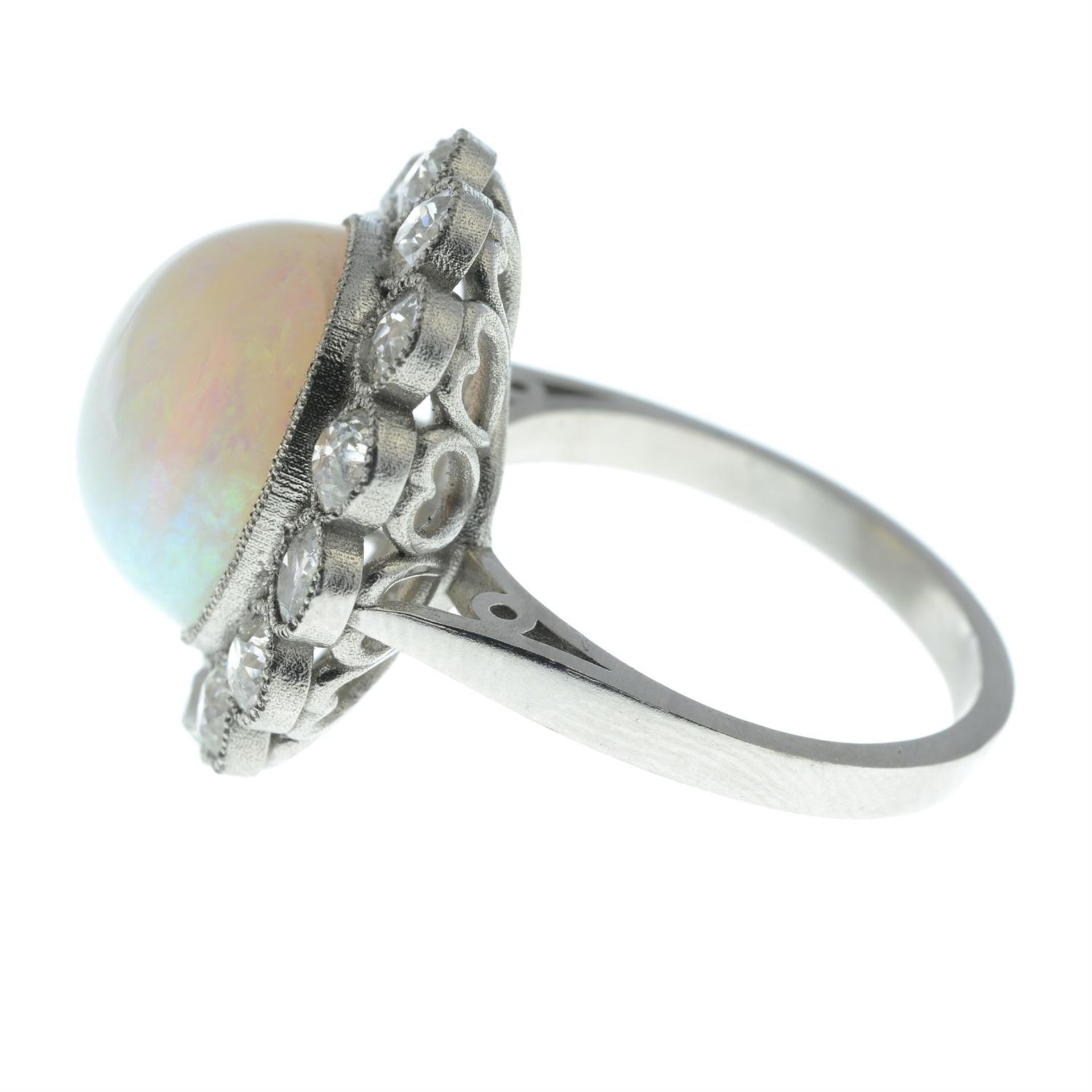 An opal and old-cut diamond cluster ring. - Image 3 of 5