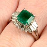 An emerald and vari-cut diamond dress ring.