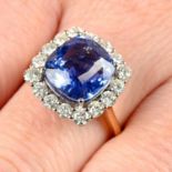A Sri Lankan sapphire and brilliant-cut diamond single-stone ring.
