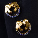 A pair of 1940s gold sapphire clips.