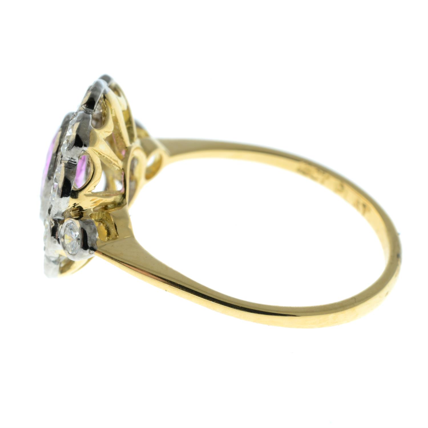 A pink sapphire and brilliant-cut diamond cluster ring. - Image 3 of 5