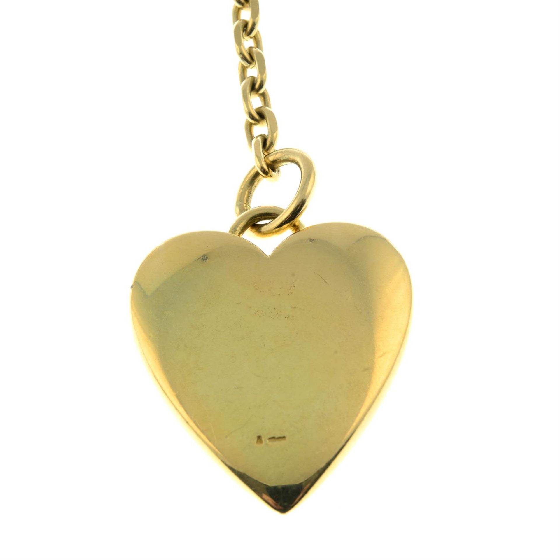 An 18ct gold crossed brilliant-cut diamond heart pendant, on chain. - Image 3 of 4