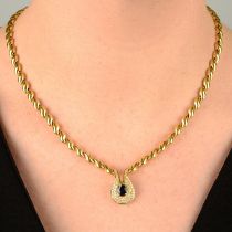 An 18ct gold sapphire and pavé-set diamond necklace, by Chiampesan.