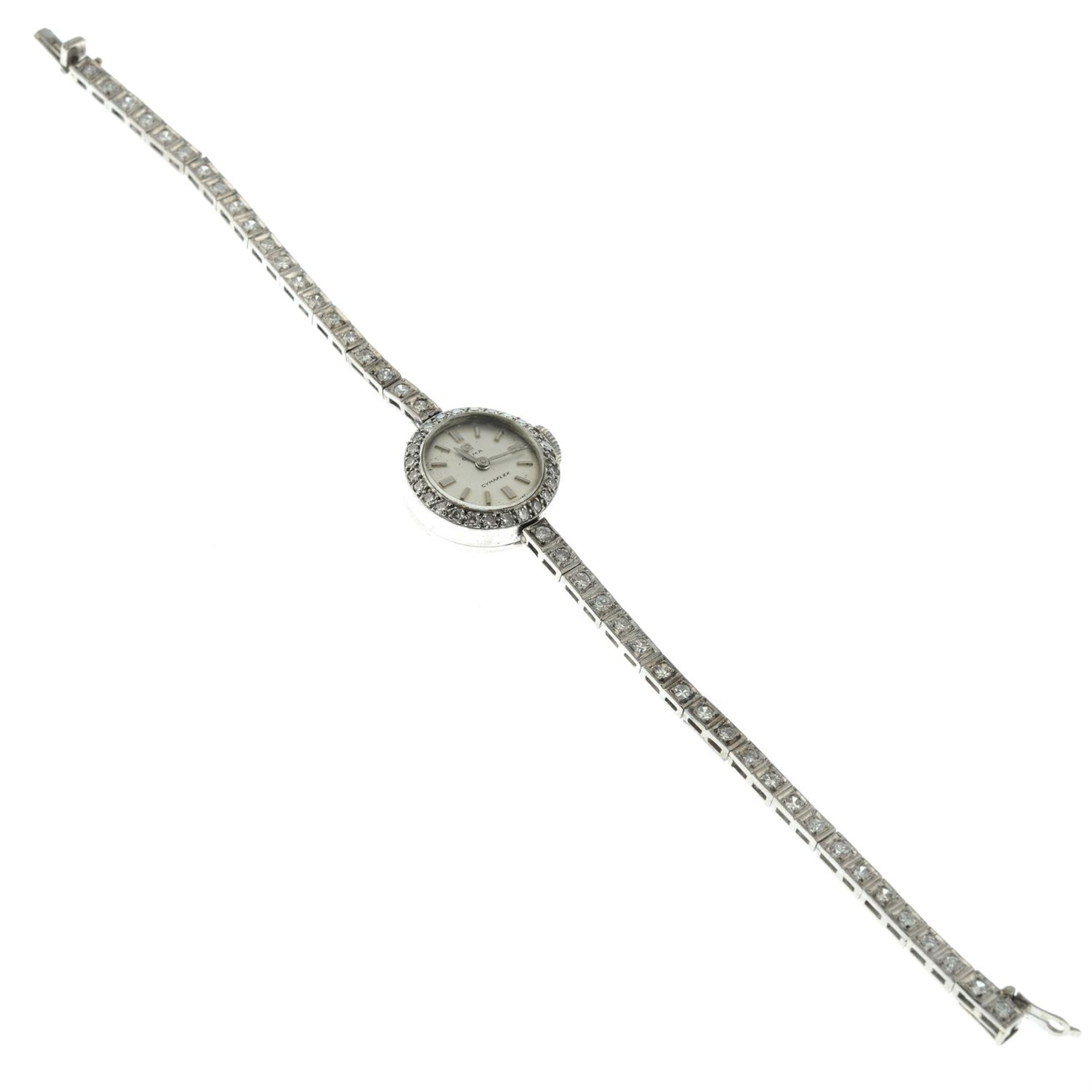 A 1950s 18ct gold single-cut diamond Cymaflex cocktail watch, by Cyma. - Image 3 of 4