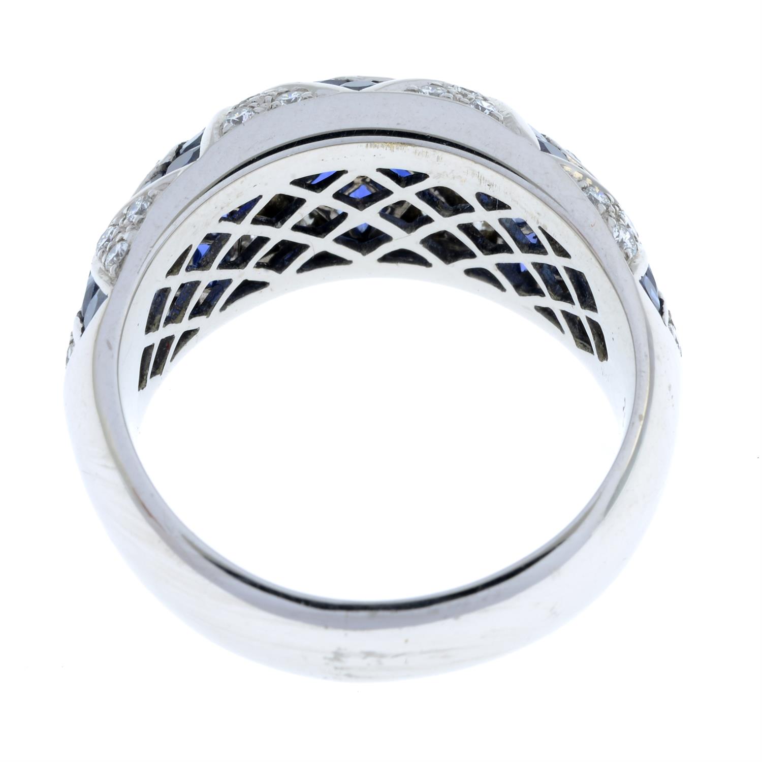 A limited edition 18ct gold calibre-cut sapphire and pavé-set diamond ring, by Fabergé. - Image 3 of 5