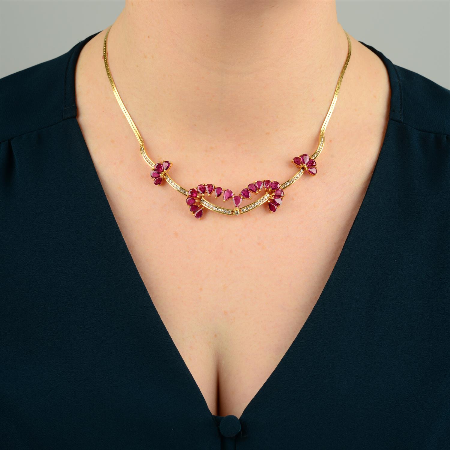 A ruby and brilliant-cut diamond necklace. - Image 5 of 5