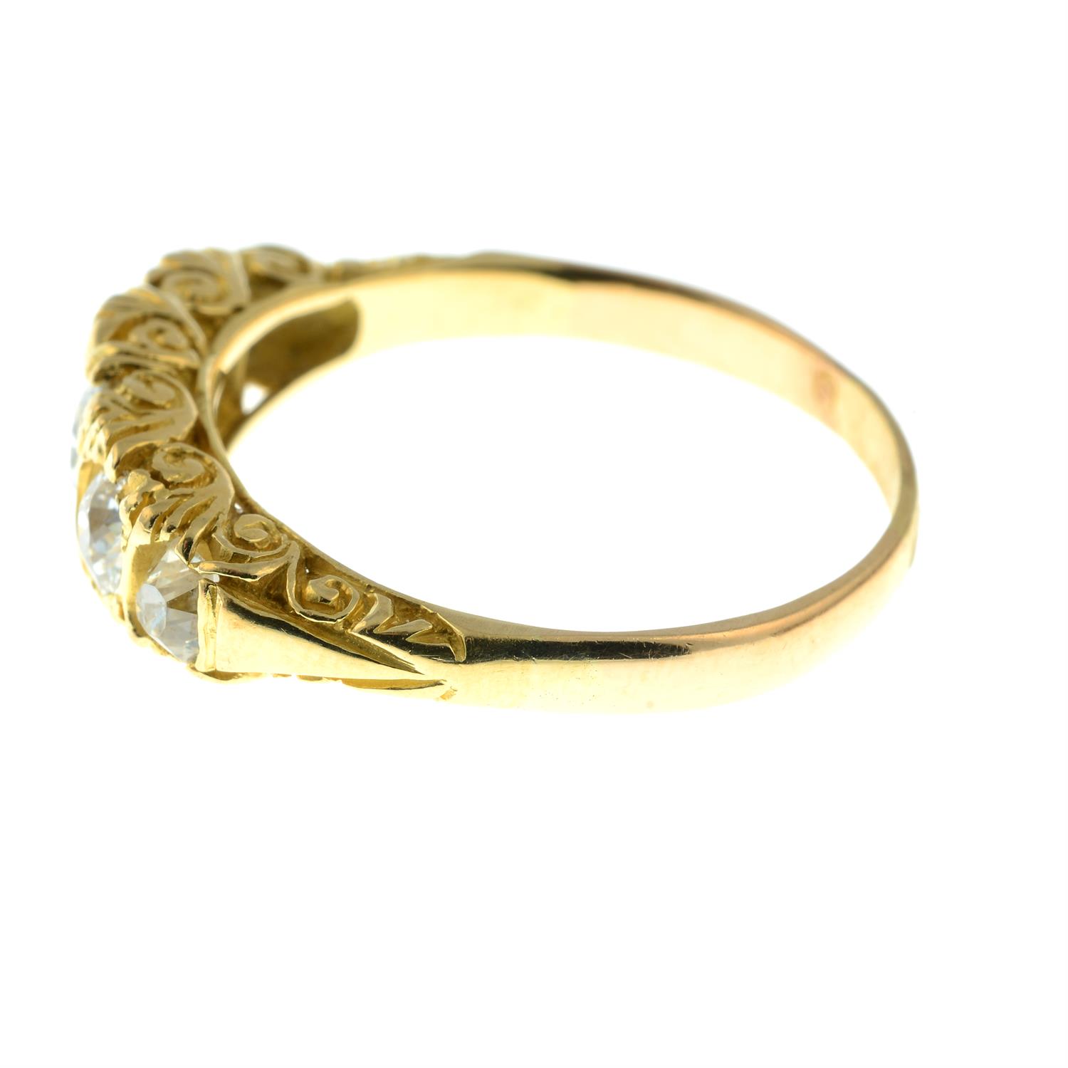 An early 20th century 18ct gold graduated old-cut diamond five-stone ring. - Image 3 of 5