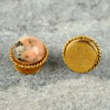 A pair of mid to late Victorian gold granite dress studs, each a chip of Cleopatra's Needle.