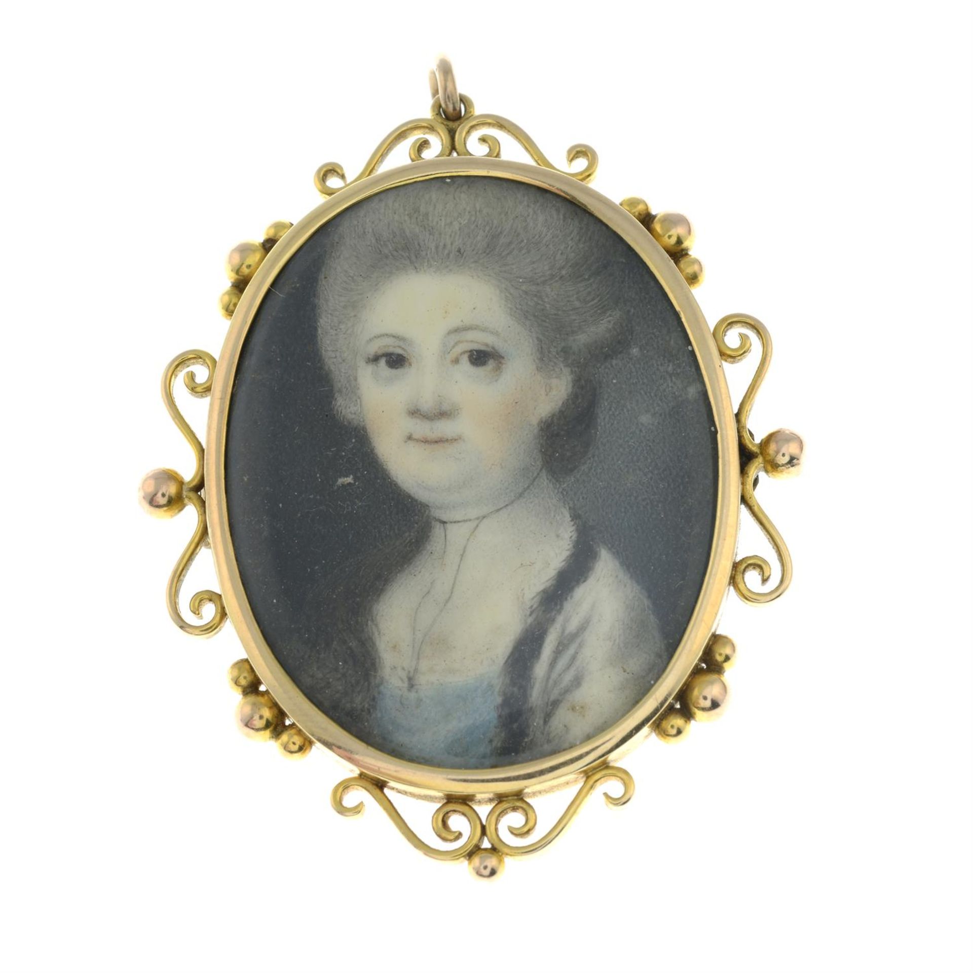A late Georgian portrait miniature, in an early 20th century gold double-sided locket mount. - Image 2 of 4