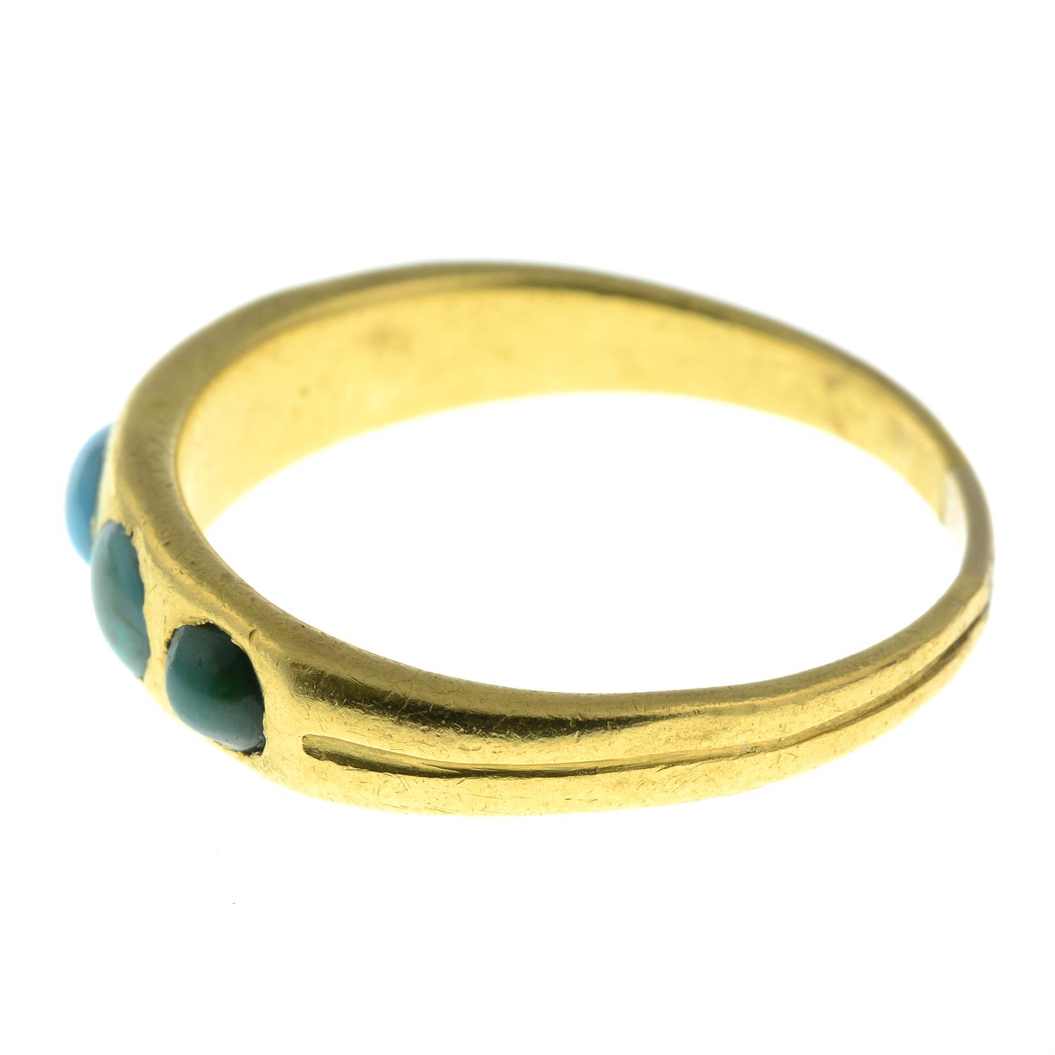 A 19th century 18ct gold turquoise five-stone band ring. - Image 3 of 5