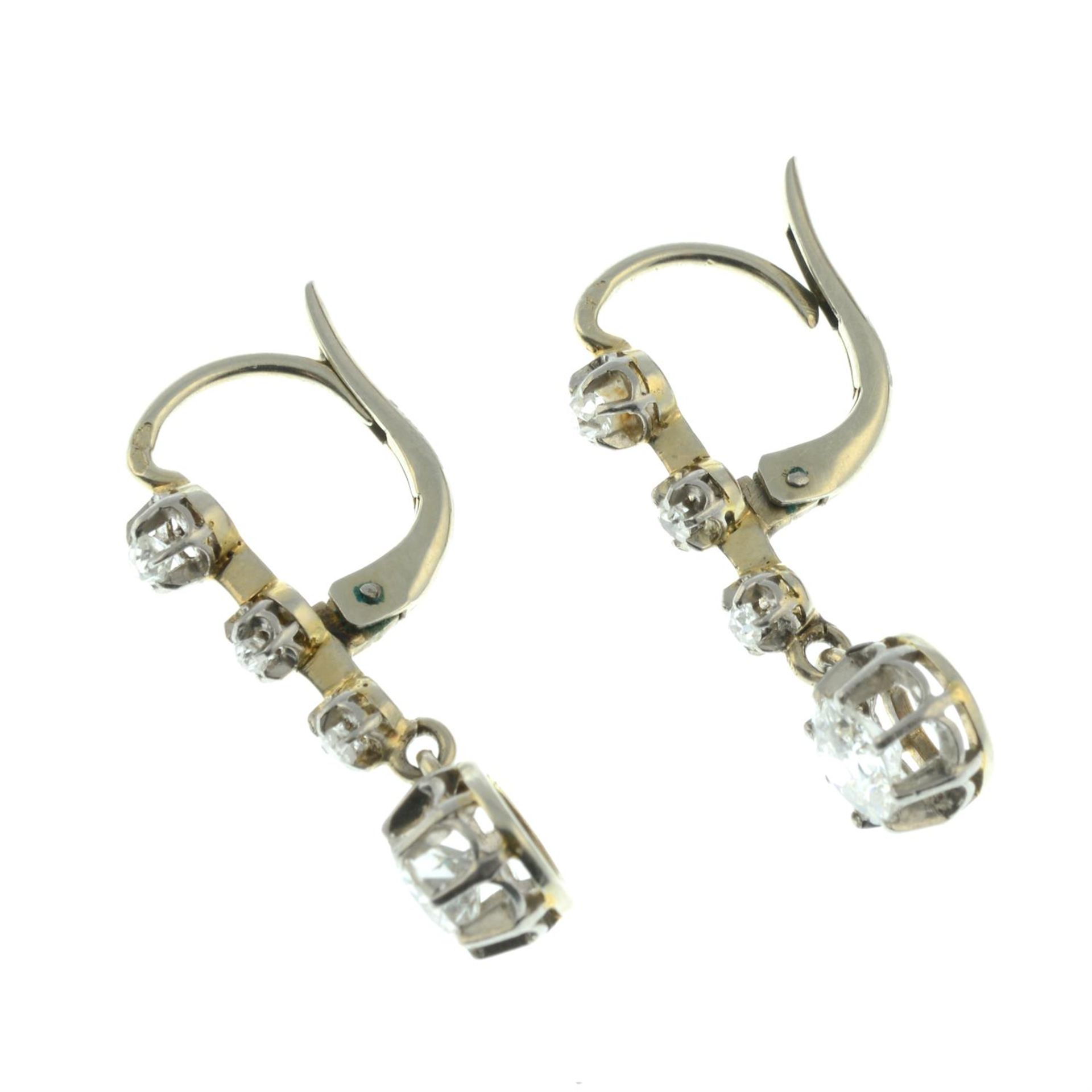 A pair of graduated old-cut diamond drop earrings. - Image 3 of 3