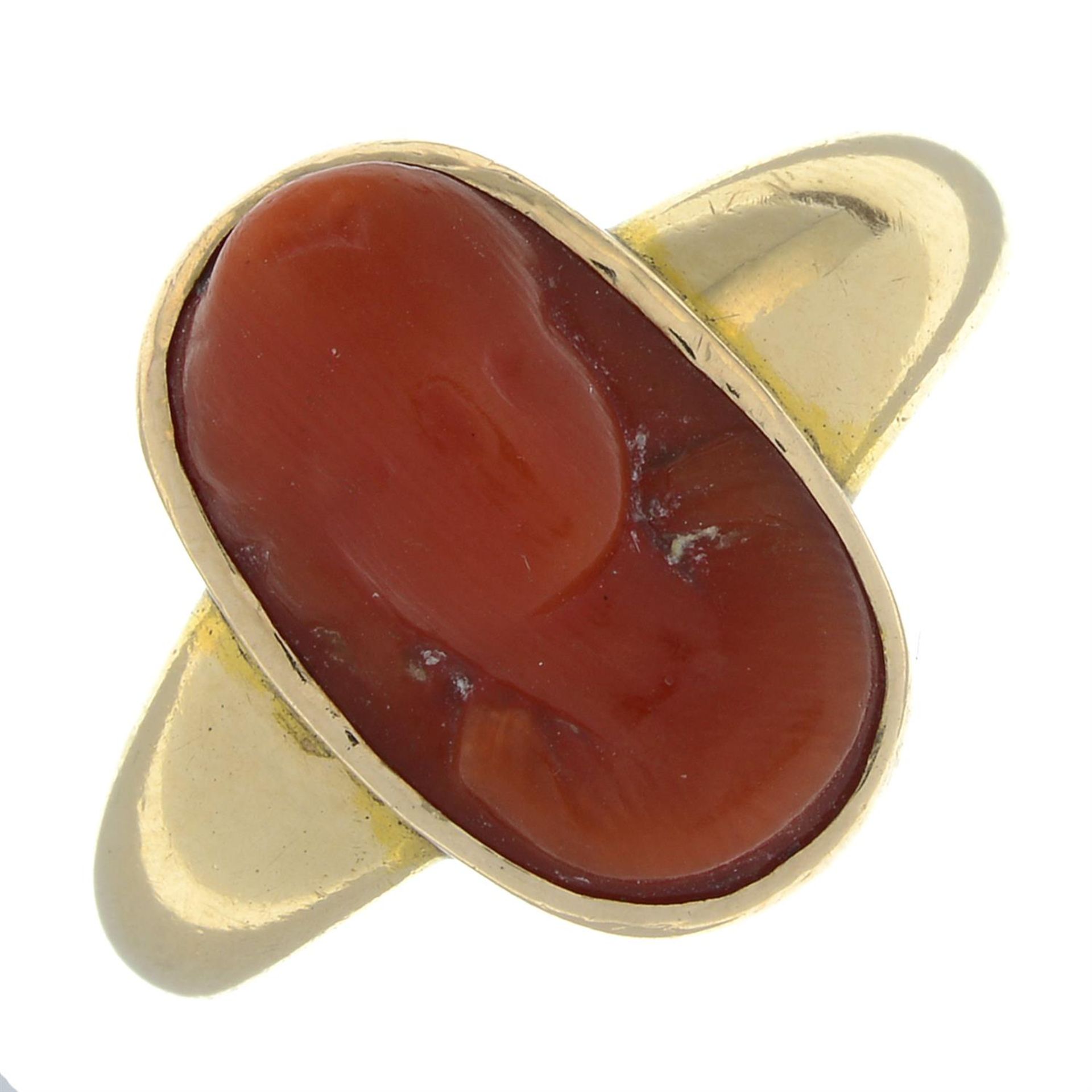 An early 20th century gold coral cameo ring. - Image 2 of 5
