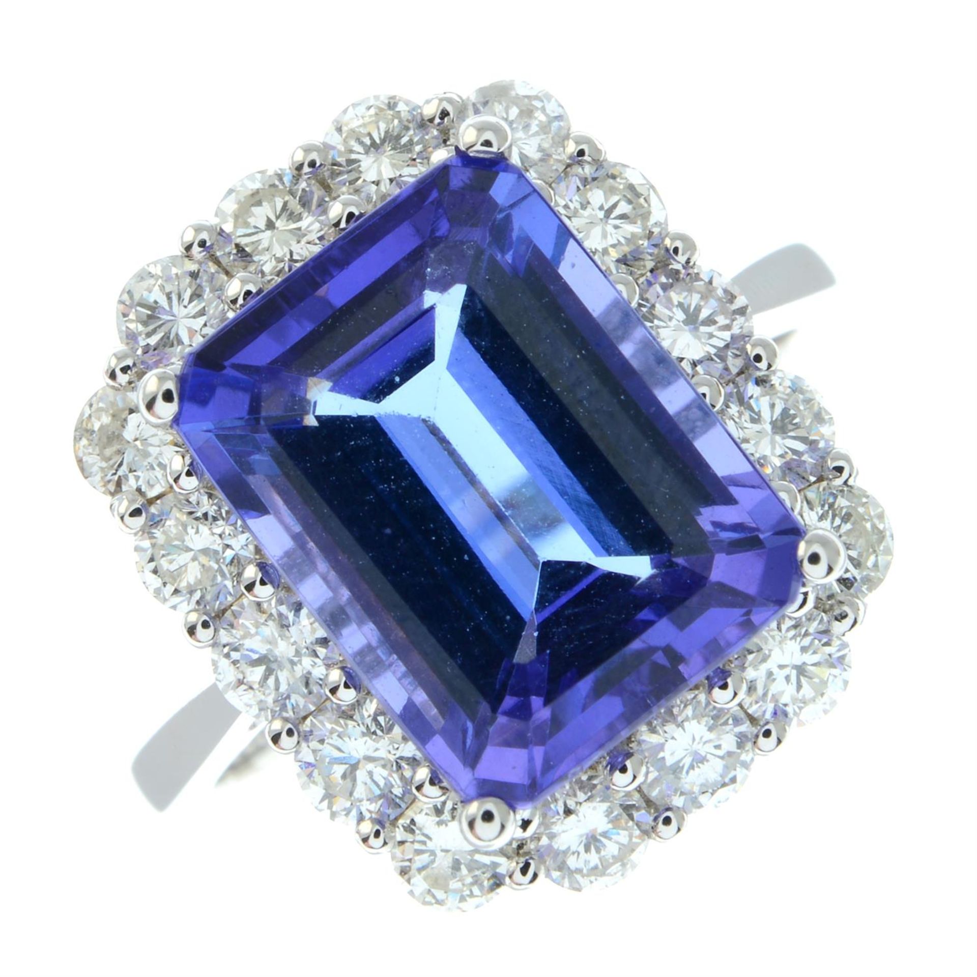 An 18ct gold tanzanite and brilliant-cut diamond cluster ring. - Image 2 of 5