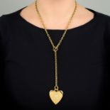 An 18ct gold crossed brilliant-cut diamond heart pendant, on chain.