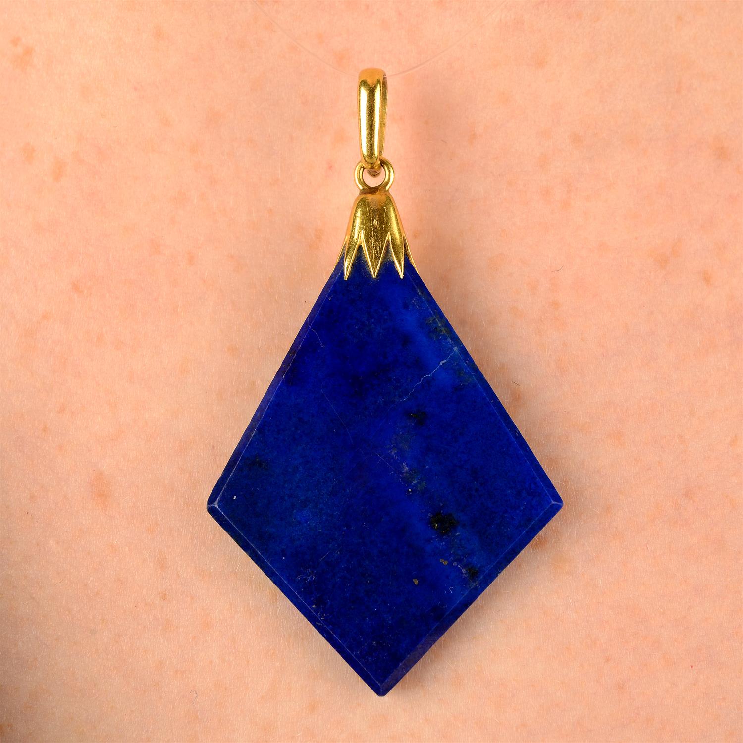 A late Victorian gold lapis lazuli pendant.