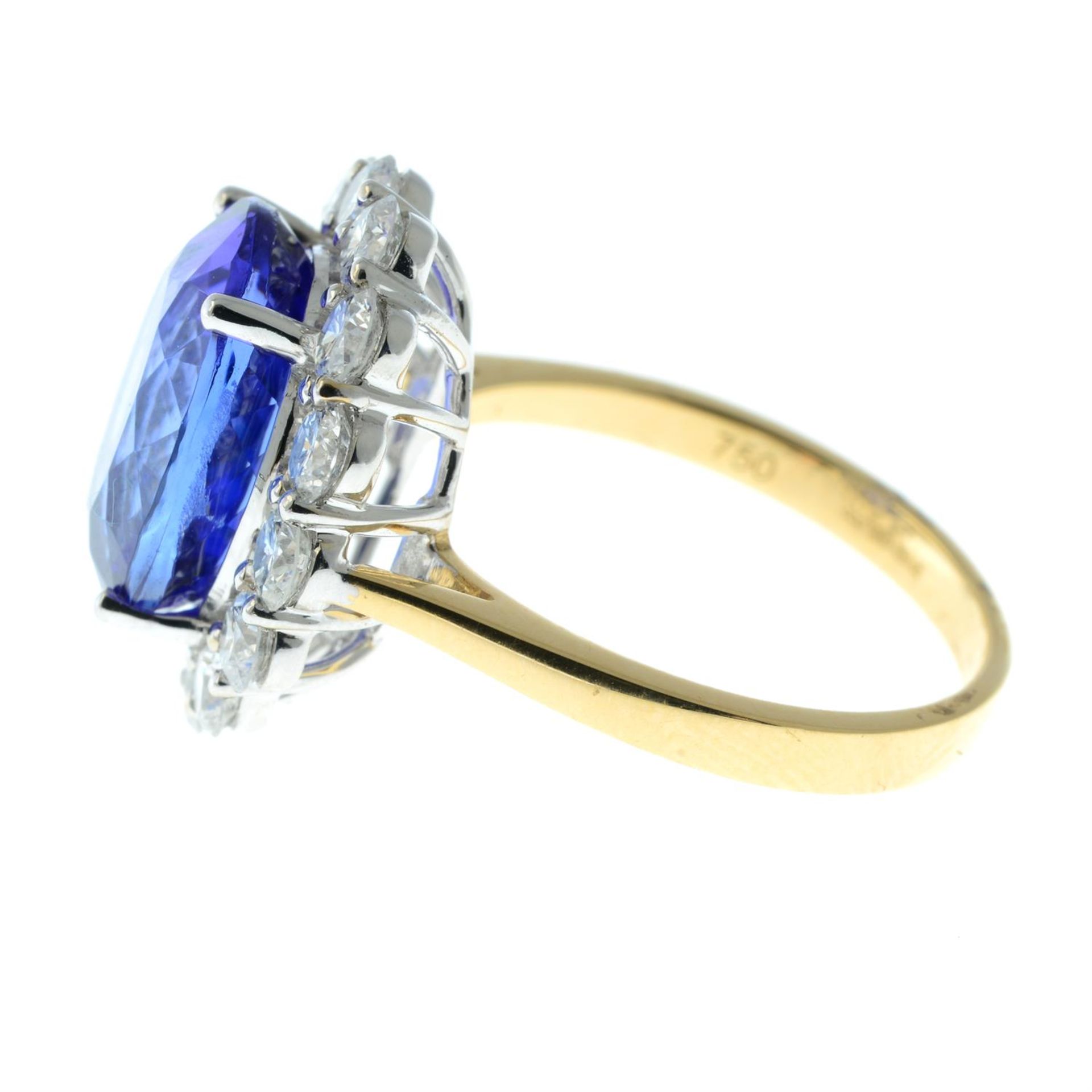 An 18ct gold tanzanite and brilliant-cut diamond cluster ring. - Image 3 of 5