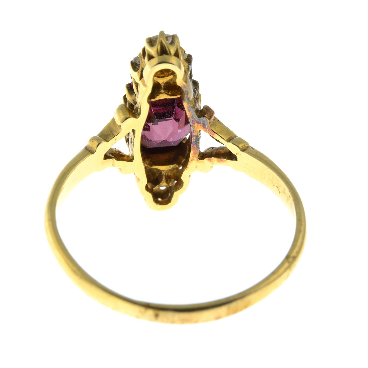 An early 20th century 18ct gold garnet and old-cut diamond ring. - Image 4 of 5