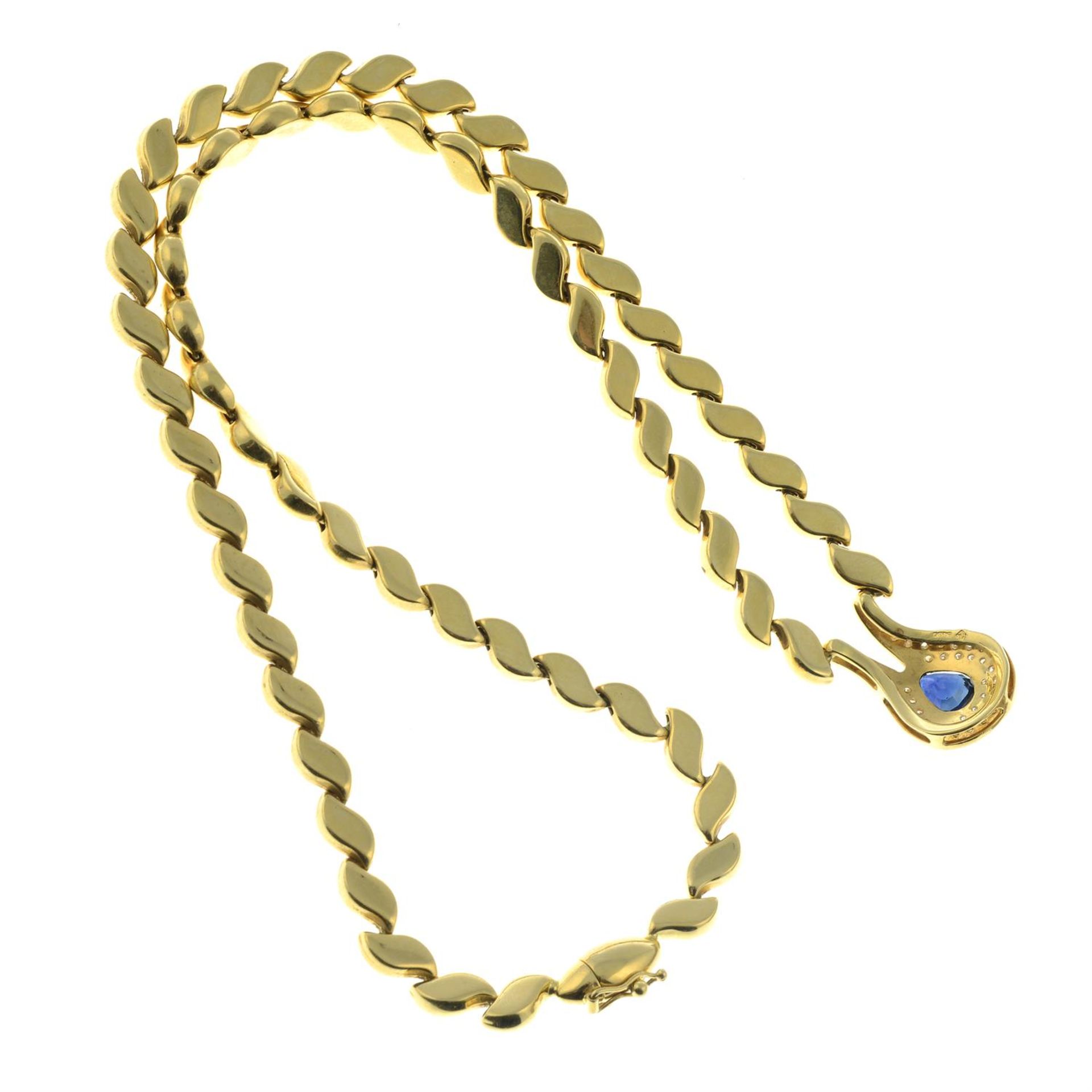 An 18ct gold sapphire and pavé-set diamond necklace, by Chiampesan. - Bild 3 aus 4
