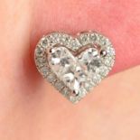 A pair of 18ct gold vari-cut diamond heart-shape cluster earrings.
