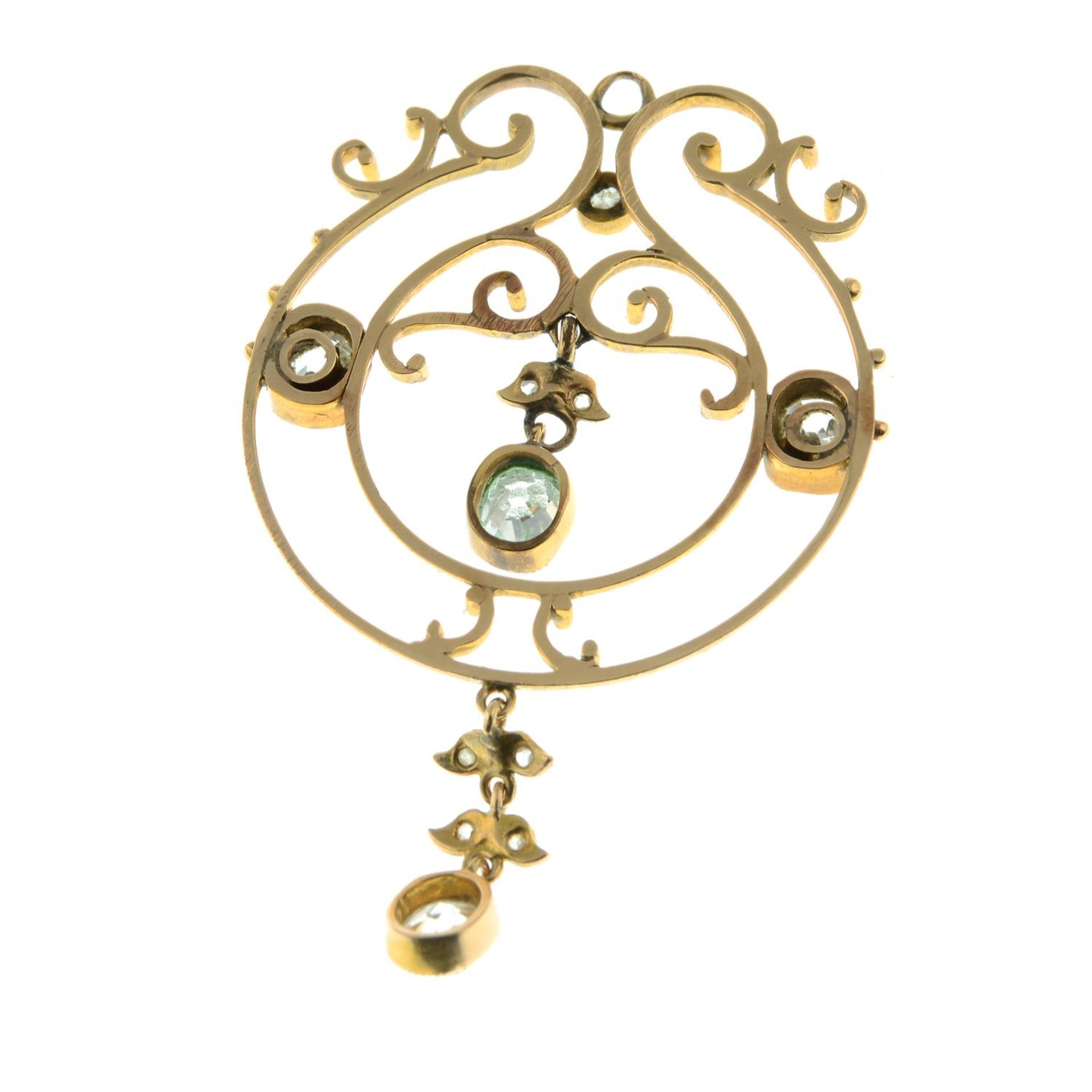 An early 20th century gold rose and old-cut diamond openwork pendant. - Image 3 of 4