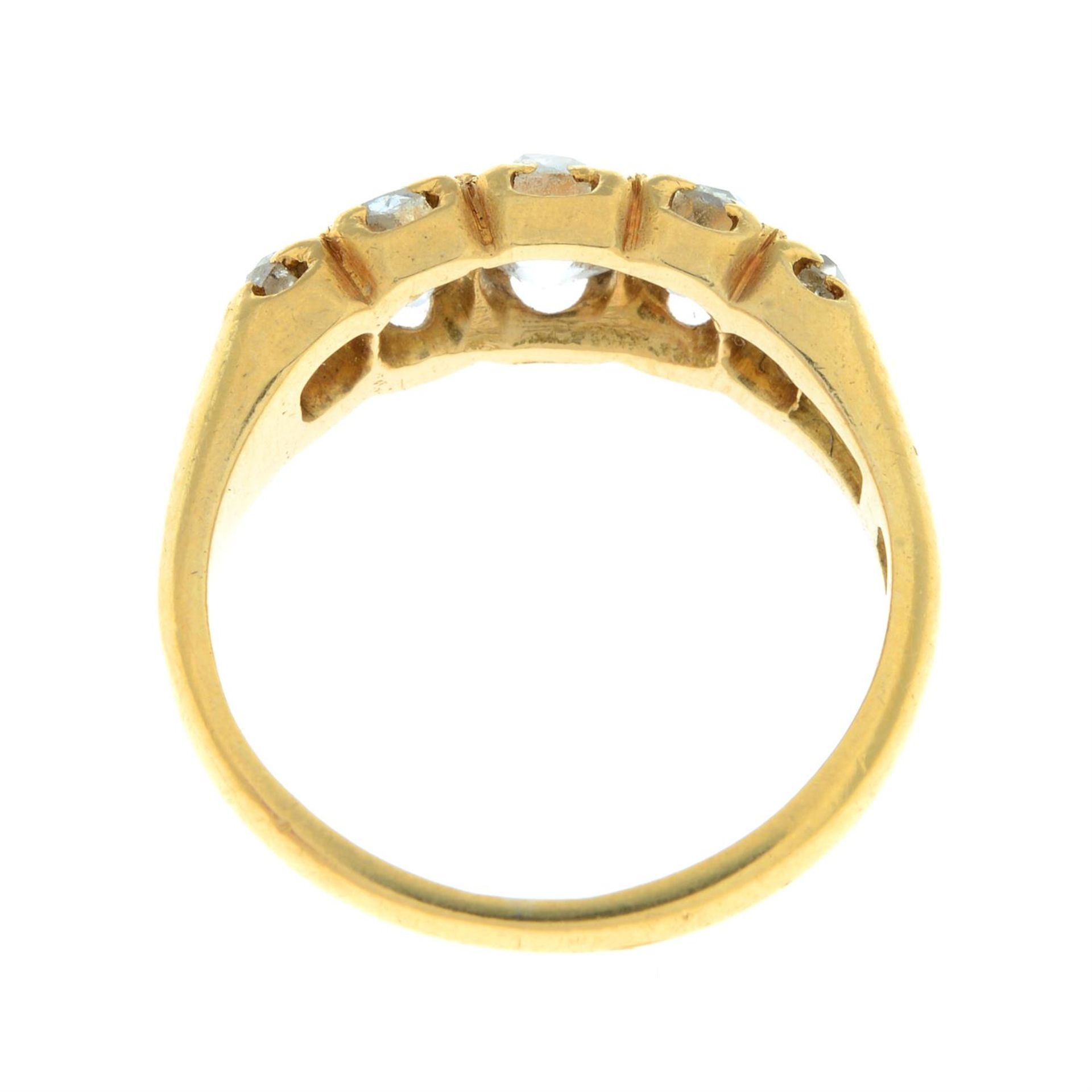 A mid Victorian 18ct gold old-cut diamond five-stone ring. - Image 3 of 5