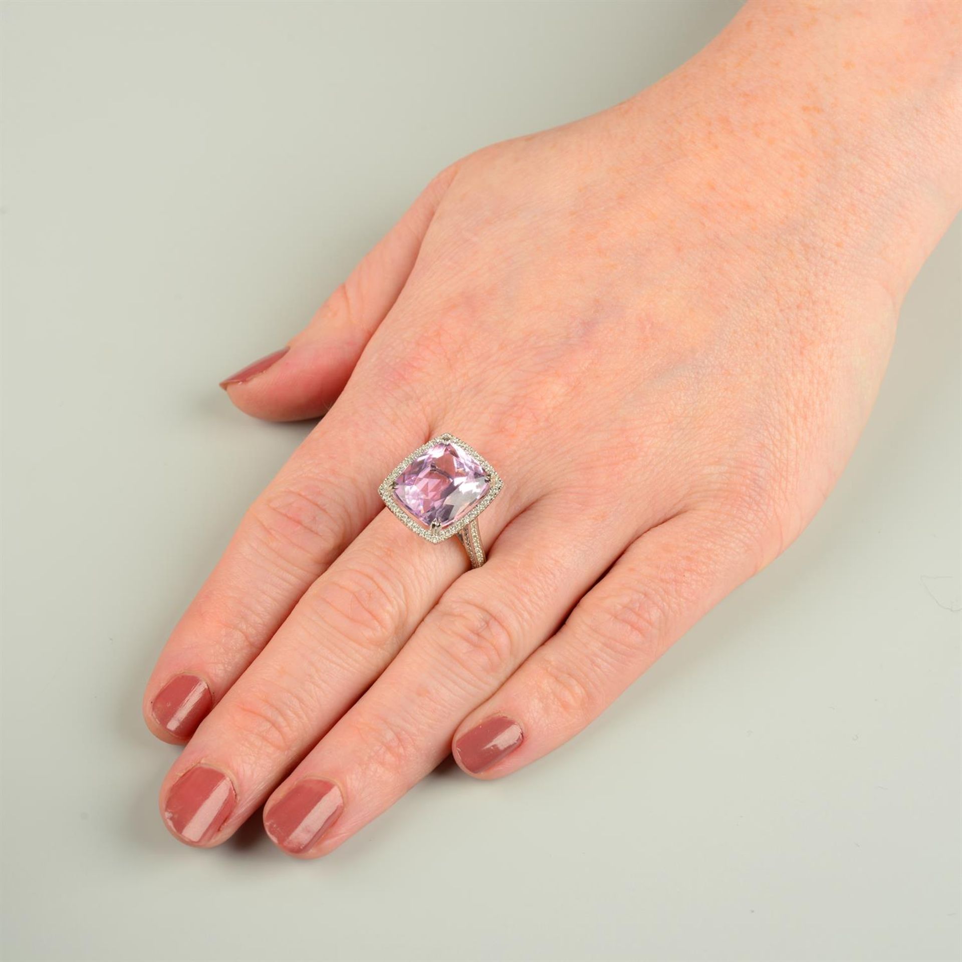 An 18ct gold kunzite and brilliant-cut diamond dress ring. - Image 5 of 5