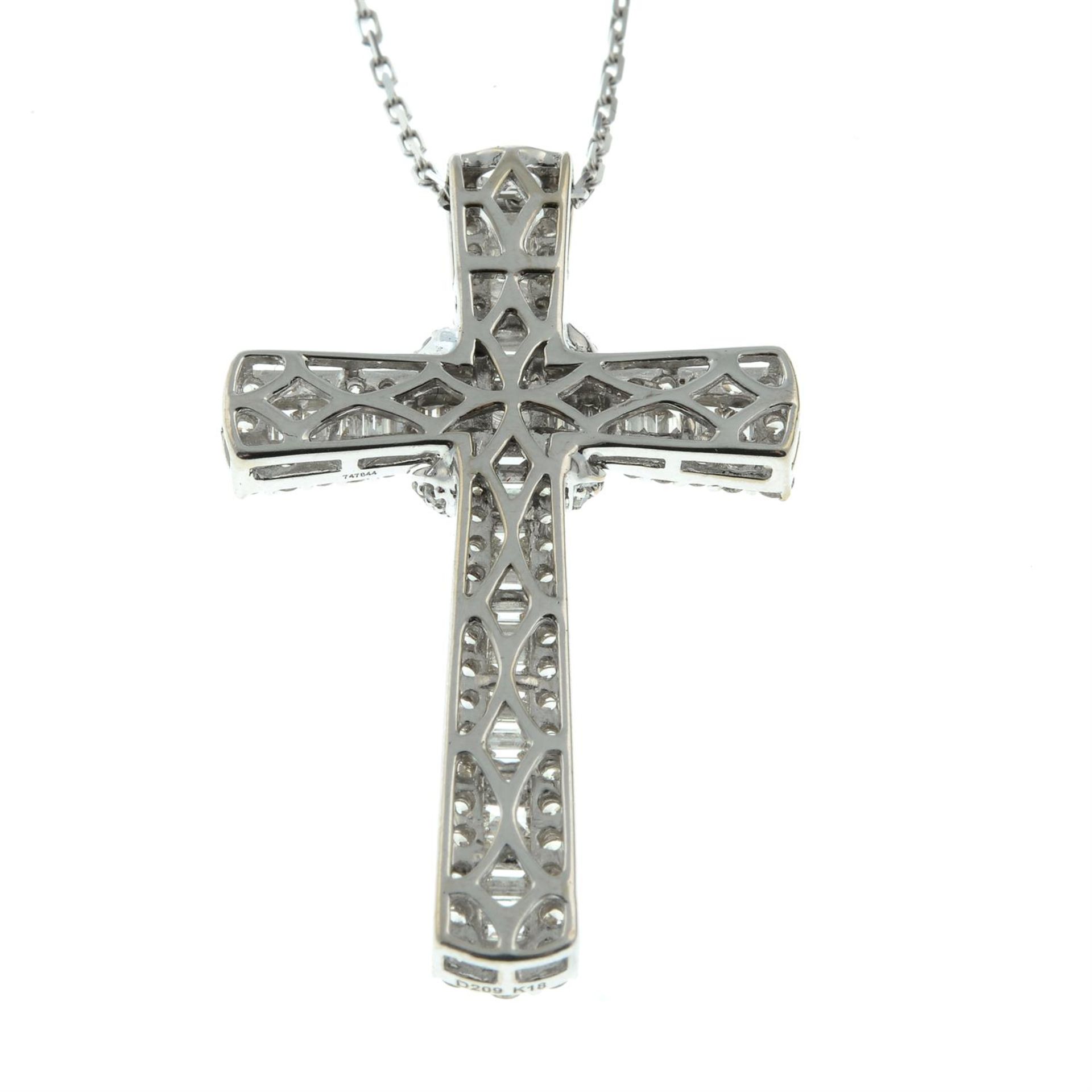 A baguette and brilliant-cut diamond cross pendant, with 18ct gold chain. - Image 3 of 5