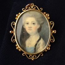A late Georgian portrait miniature, in an early 20th century gold double-sided locket mount.