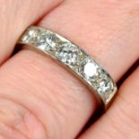 A mid 20th century 18ct gold brilliant-cut diamond five-stone band ring.