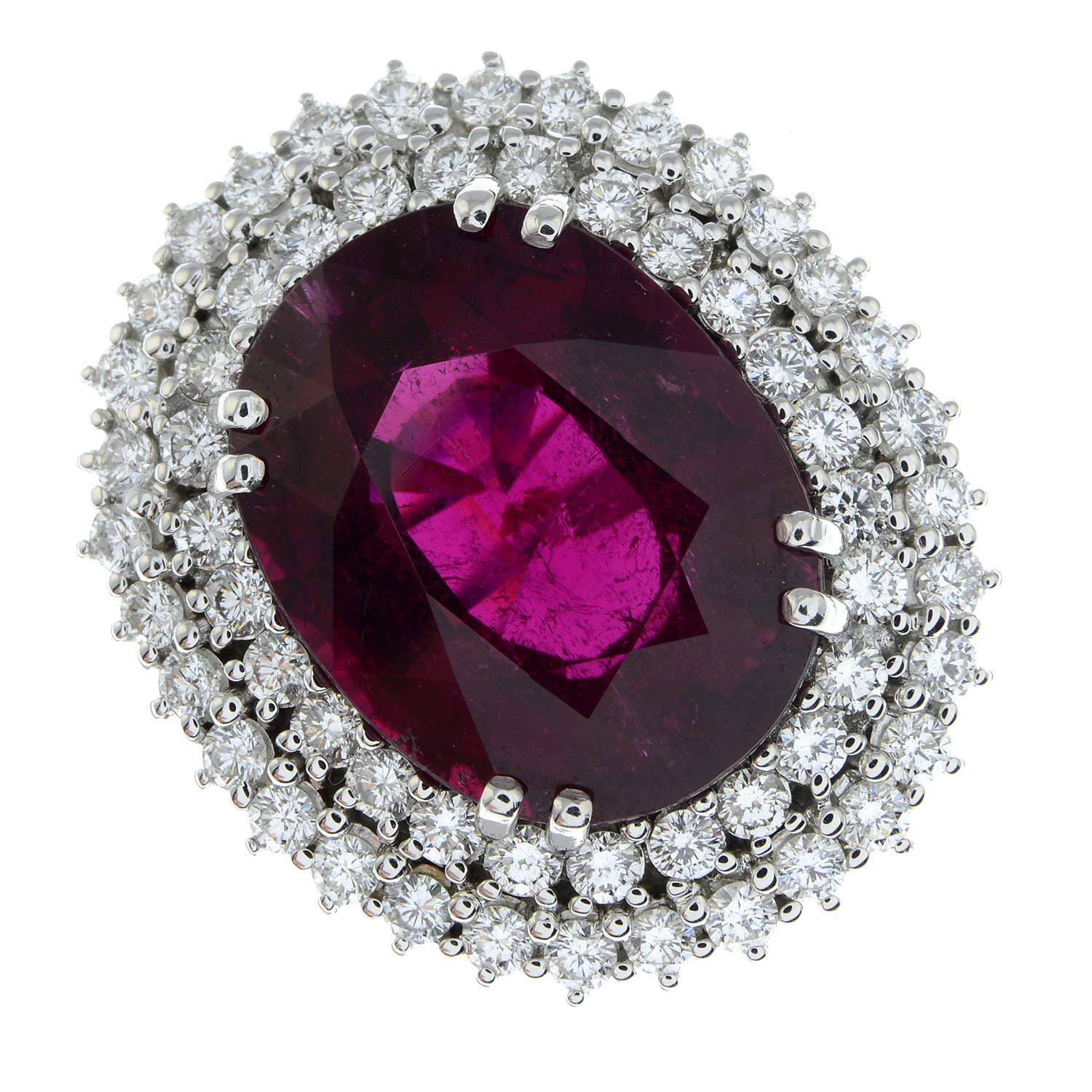 A tourmaline and brilliant-cut diamond cluster cocktail ring. - Image 2 of 5