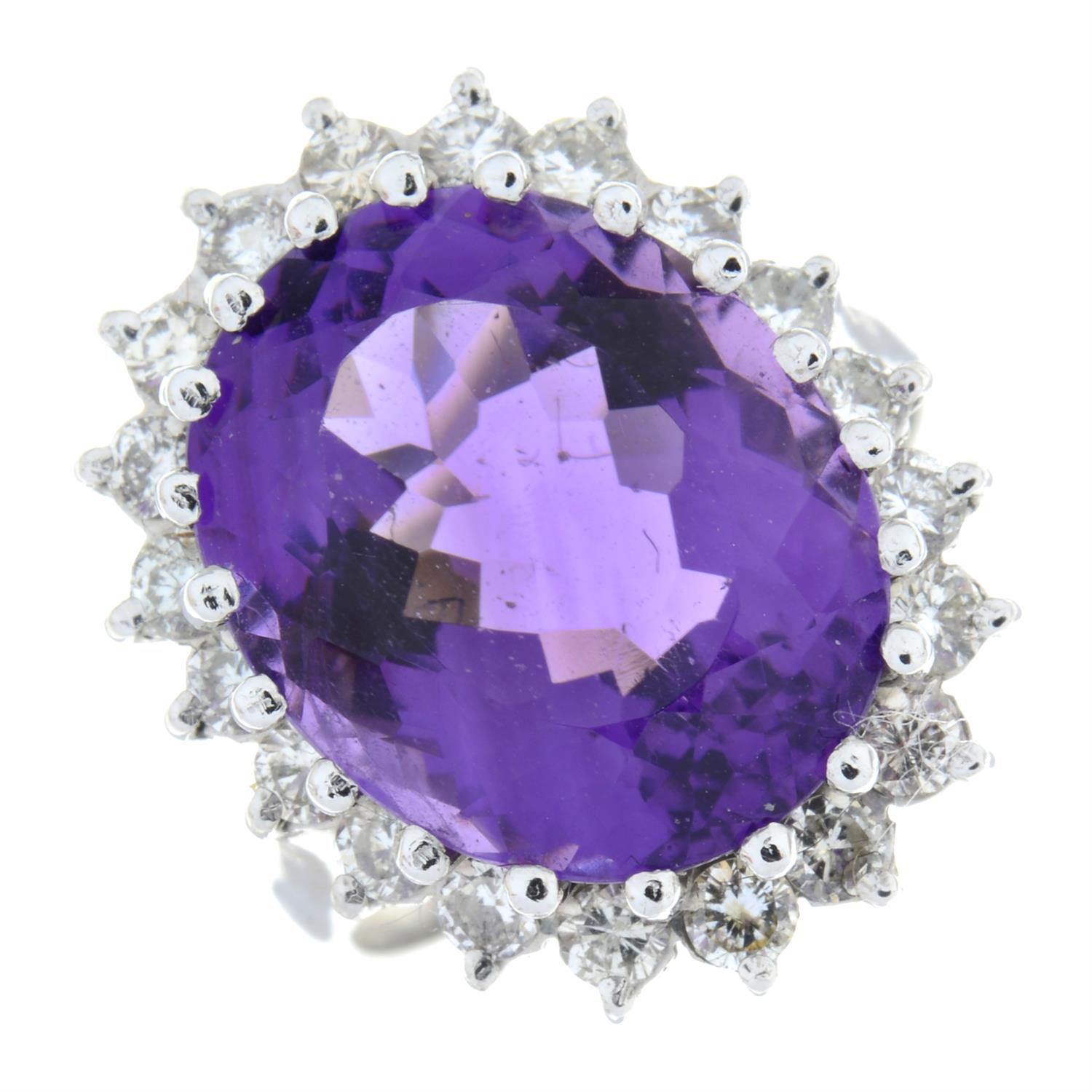 An 18ct gold amethyst and brilliant-cut diamond cluster ring. - Image 2 of 5