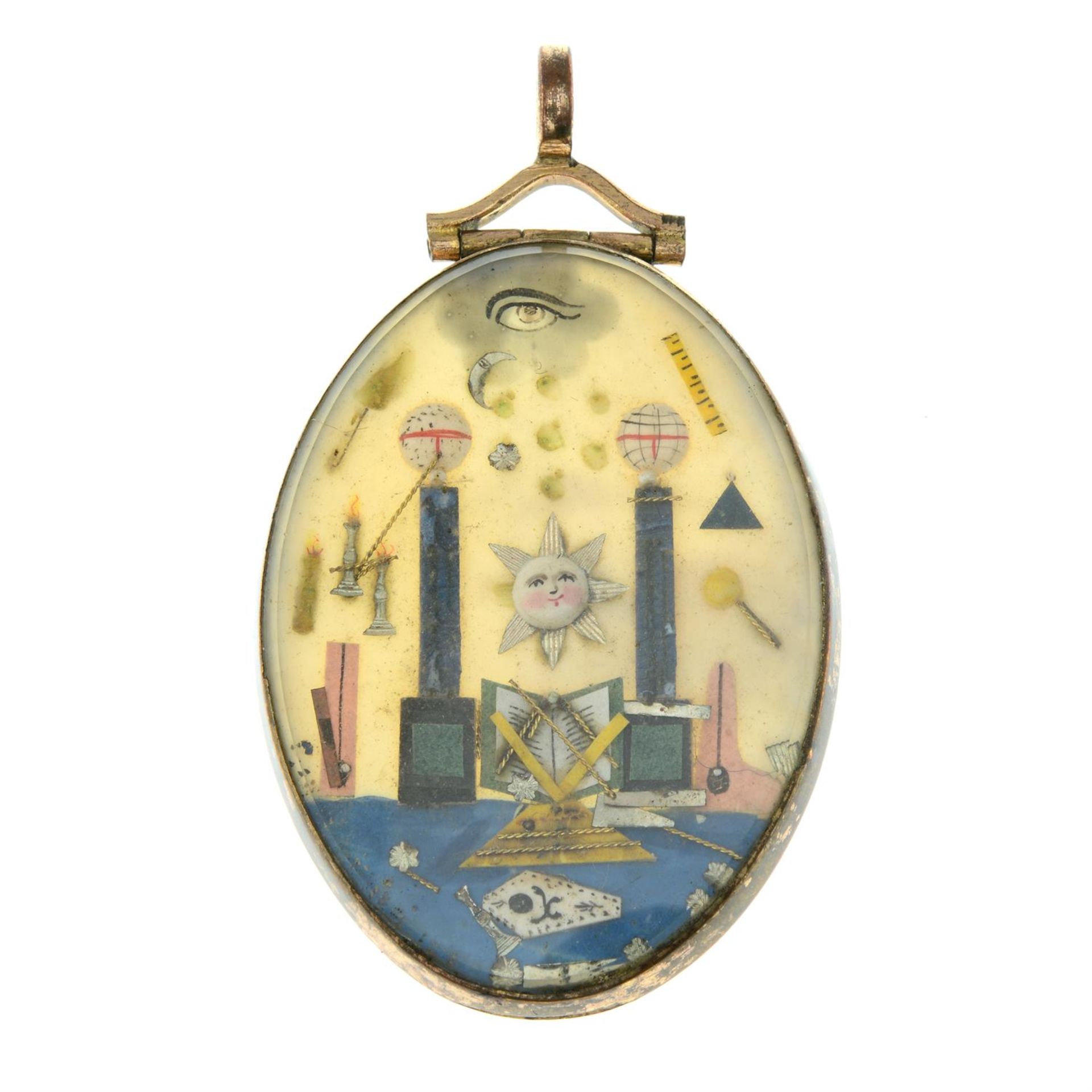 An early 19th century French Napoleonic Prisoner of War Masonic locket pendant, circa 1805. - Image 2 of 4