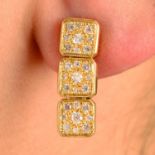 A pair of 18ct gold pavé-set diamond articulated panel earrings, by Tiffany & Co.