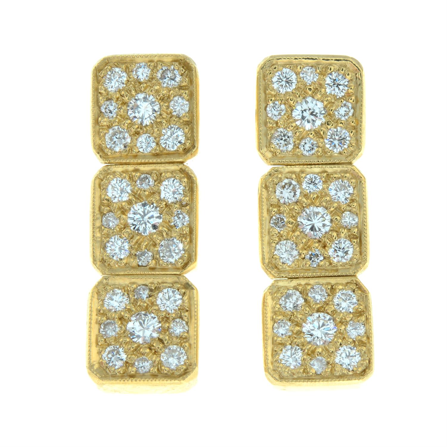 A pair of 18ct gold pavé-set diamond articulated panel earrings, by Tiffany & Co. - Image 2 of 3