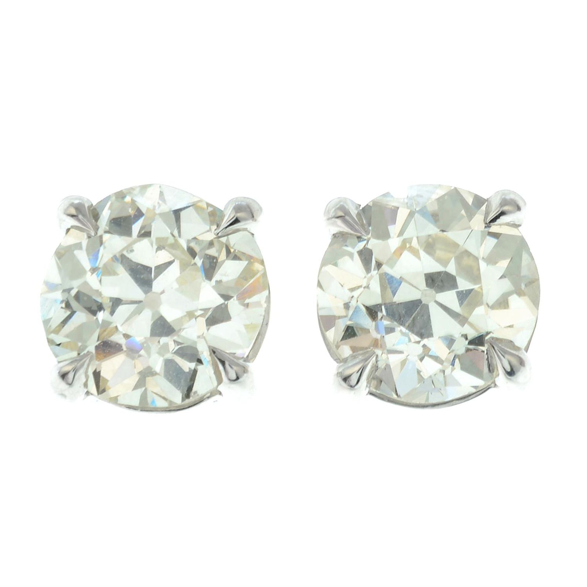 A pair of 18ct gold old-cut diamond stud earrings. - Image 2 of 3