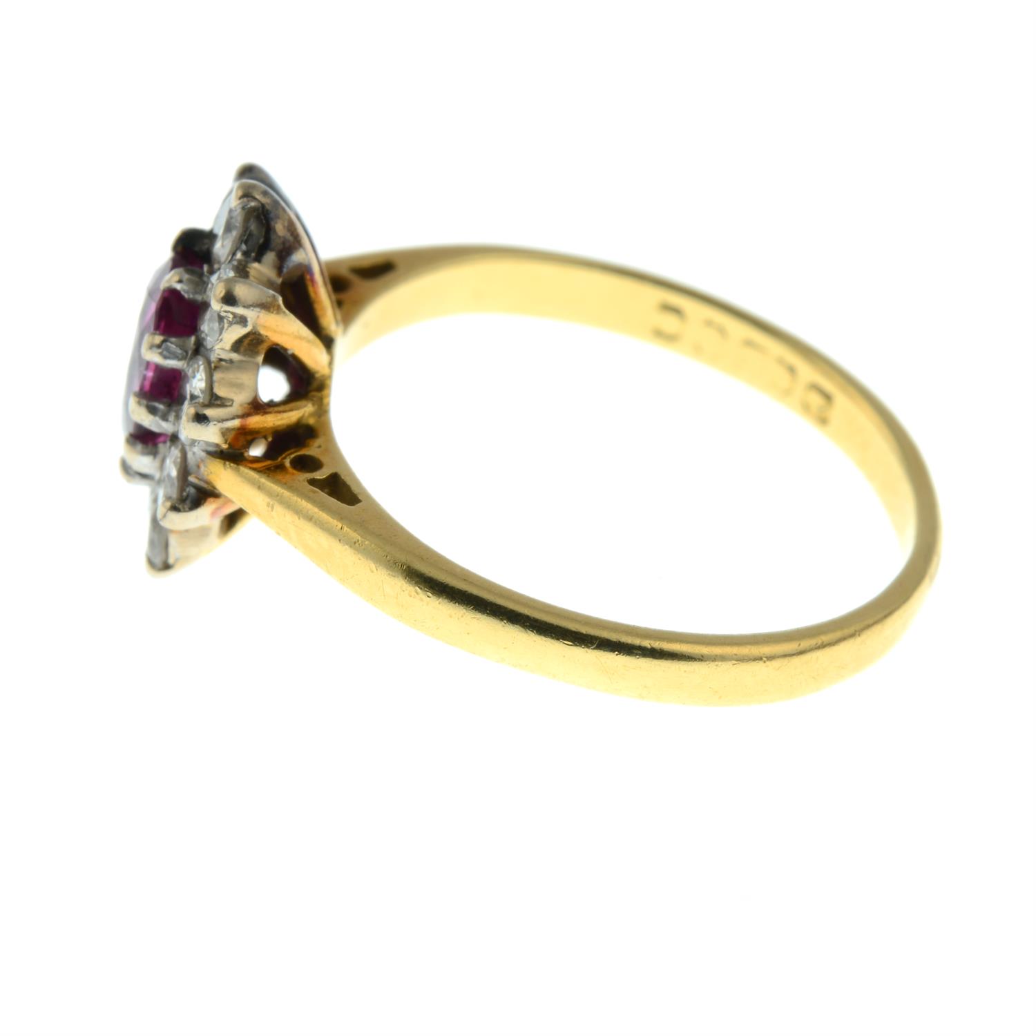 An 18ct gold ruby and brilliant-cut diamond cluster ring. - Image 3 of 5