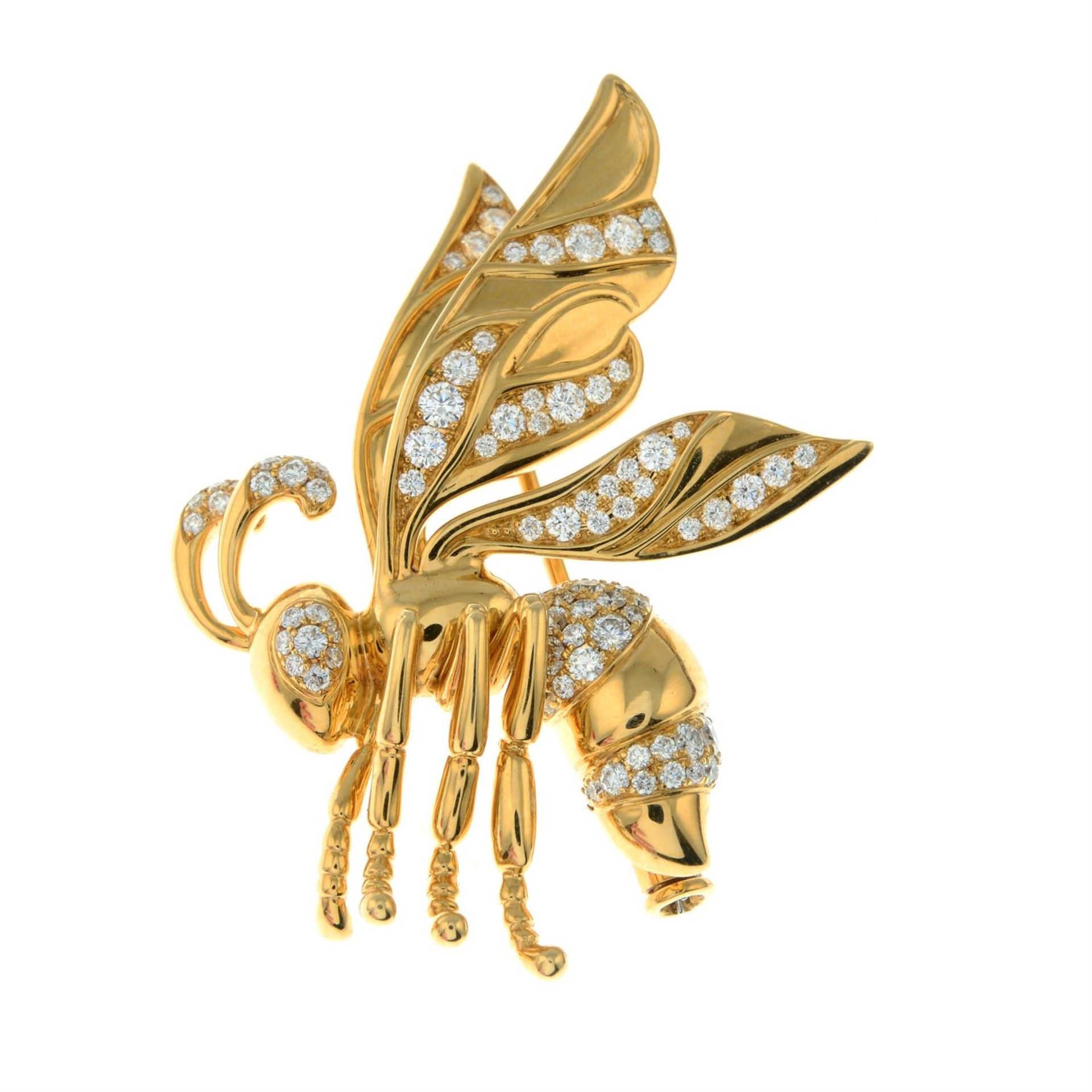 An 18ct gold pavé-set diamond wasp brooch, by Kat Florence. - Image 2 of 4