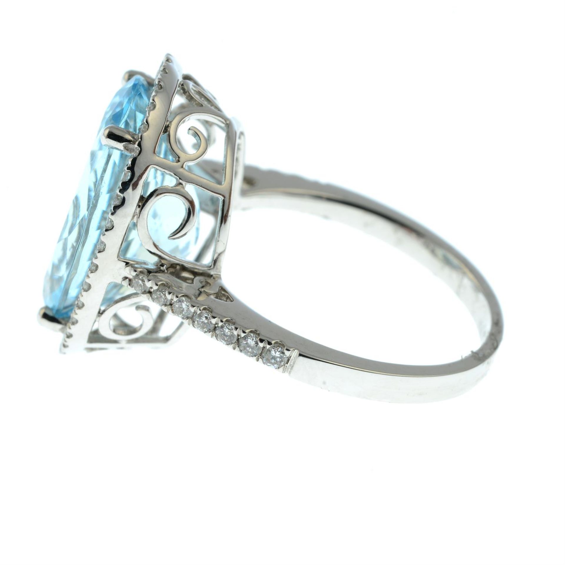 An 18ct gold aquamarine and brilliant-cut diamond dress ring. - Image 3 of 5