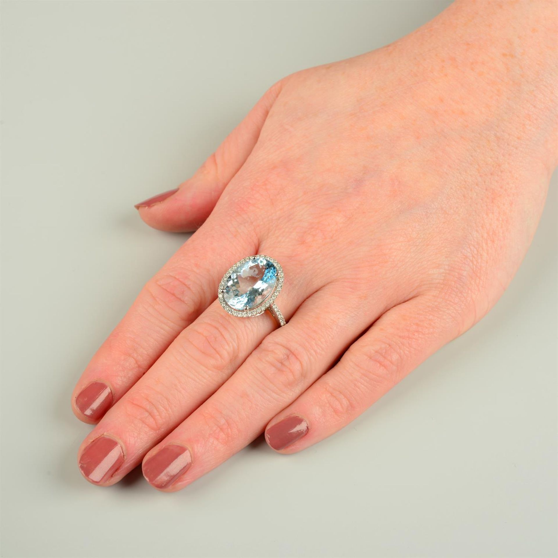 An 18ct gold aquamarine and brilliant-cut diamond dress ring. - Image 5 of 5