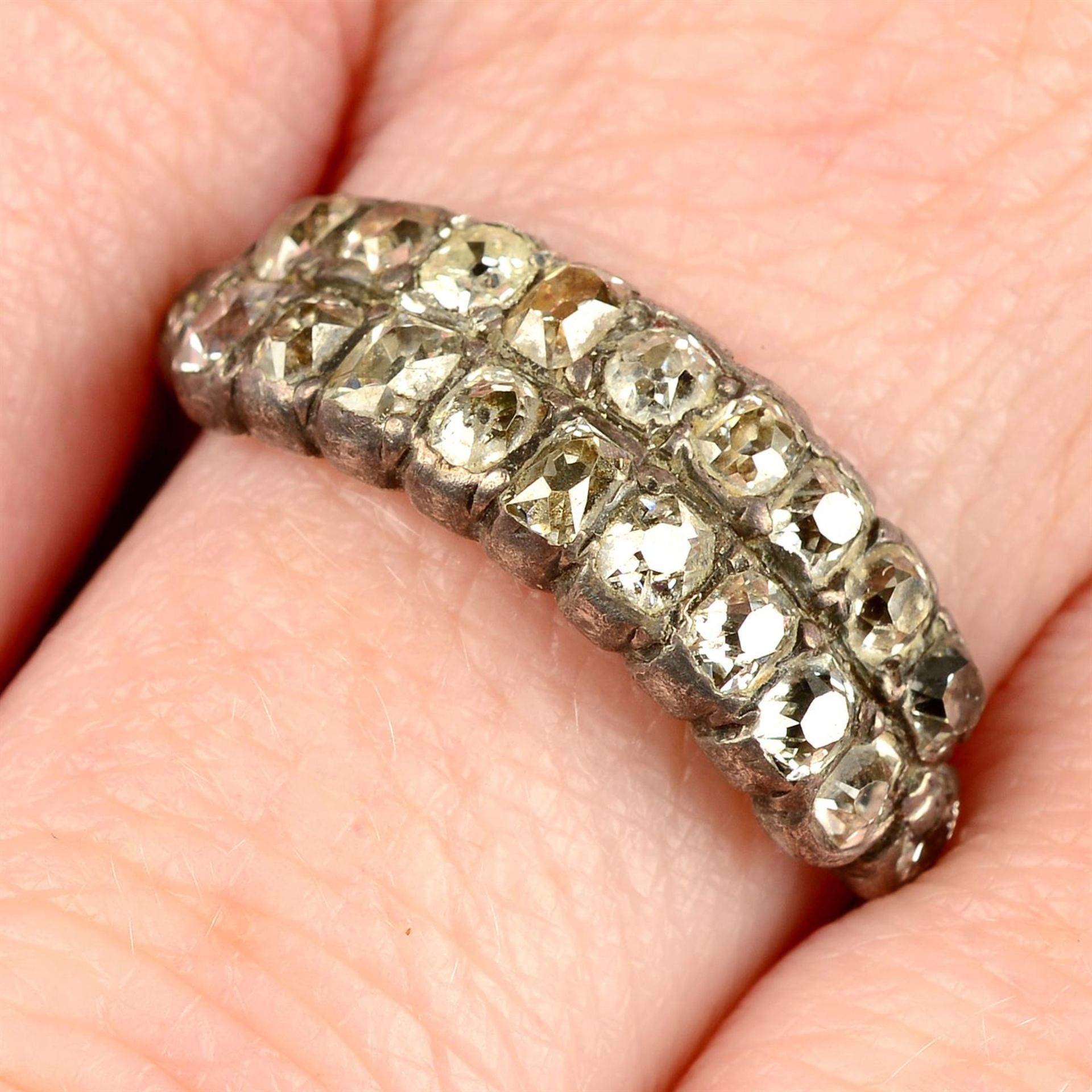 A late Georgian/early 19th century silver and gold old-cut diamond two-row ring.