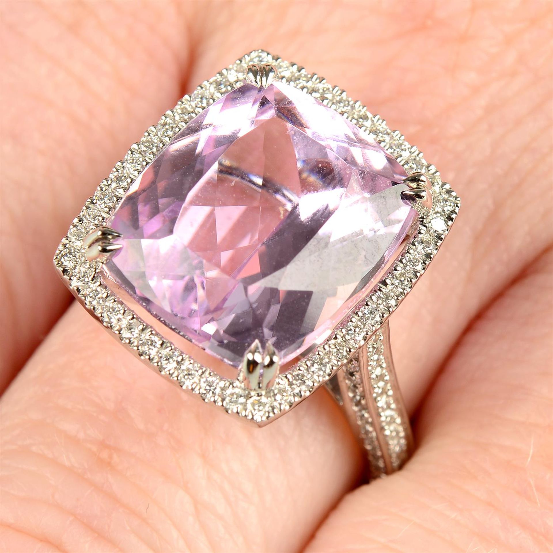 An 18ct gold kunzite and brilliant-cut diamond dress ring.