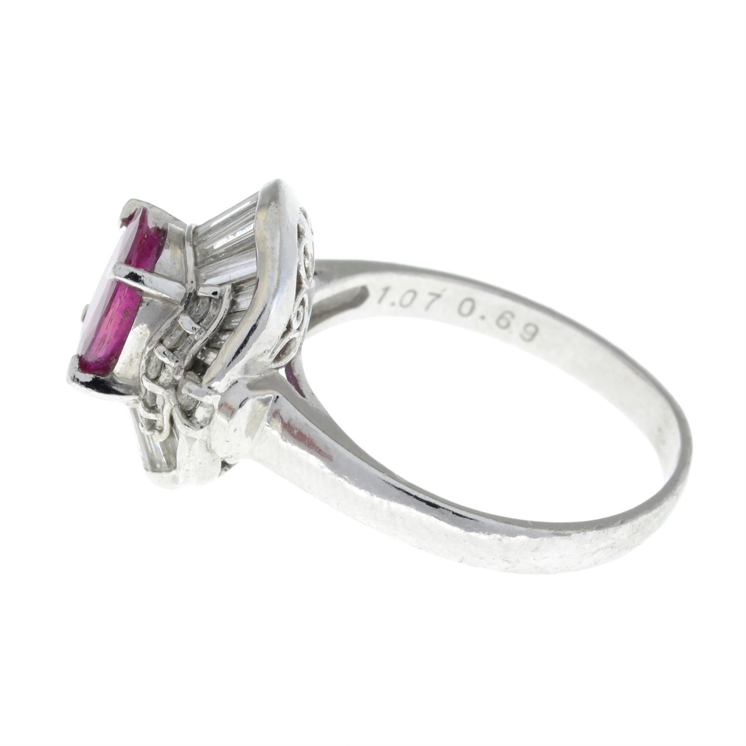 A ruby and vari-cut diamond cluster ring. - Image 4 of 5