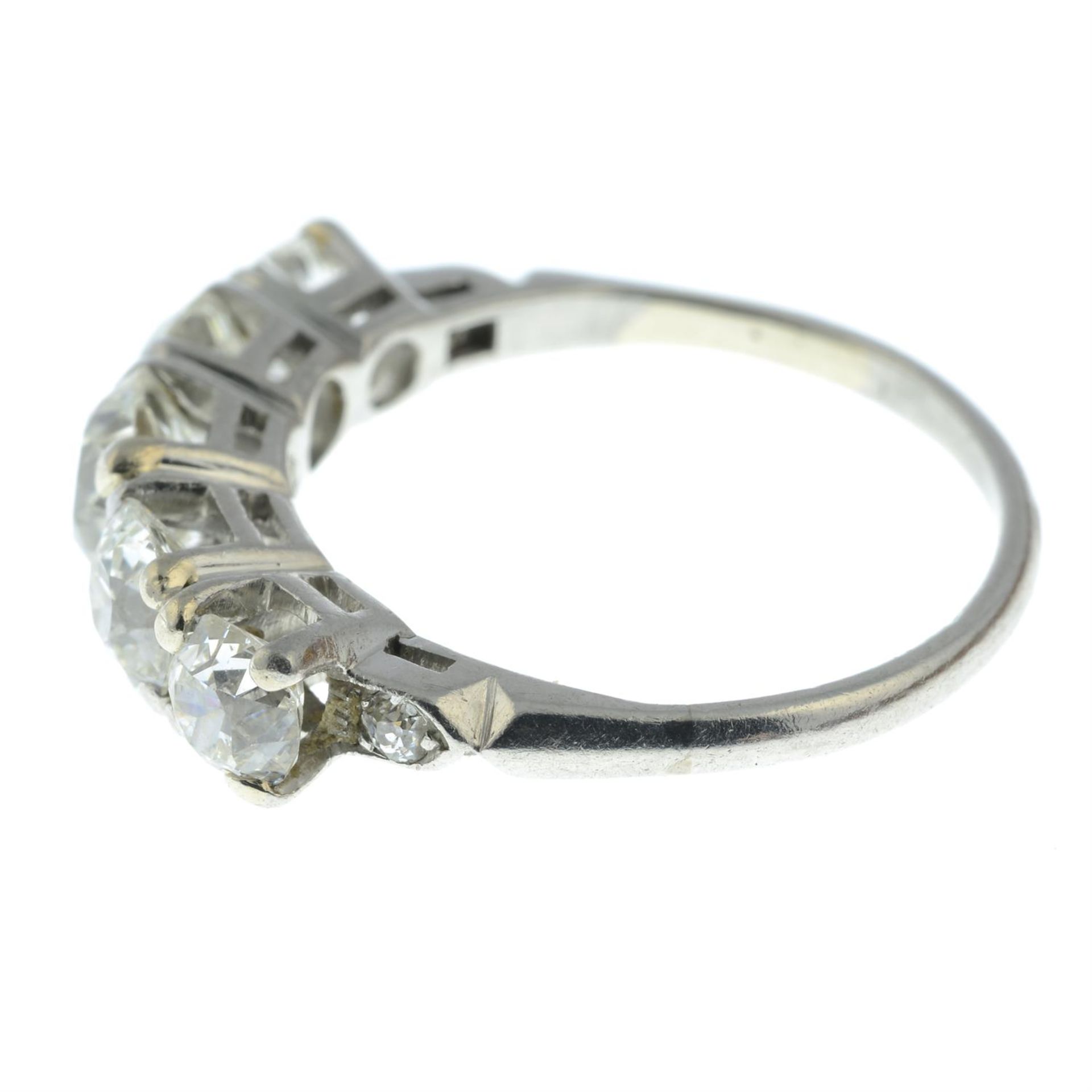 An early 20th century platinum graduated old-cut diamond five-stone ring. - Image 3 of 5